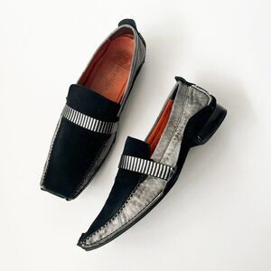 Vintage Robert Wayne Black Leather Suede Avant Garde Dress Shoes Size 9 Men's